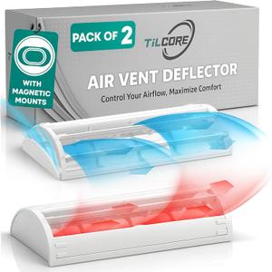 Air Vent Deflector with 6-Way Multi-Directional Airflow - 10x4", 2-Pack Heat Register Cover: Magnetic Vent Covers for Home Floor, Air Conditioner Deflector, Heater Diverter for Wall, Ceiling, AC Duct