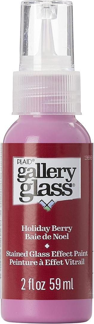 Gallery Glass, Holiday Berry Stained Glass 2 fl oz Brilliant Smooth Finish Paint, Perfect for Easy to Apply DIY Arts and Crafts, 19696