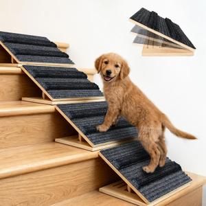 Upgraded Dog Ramps for Stairs, Adjustable Stair Ramp for Dogs (4.7"–7")