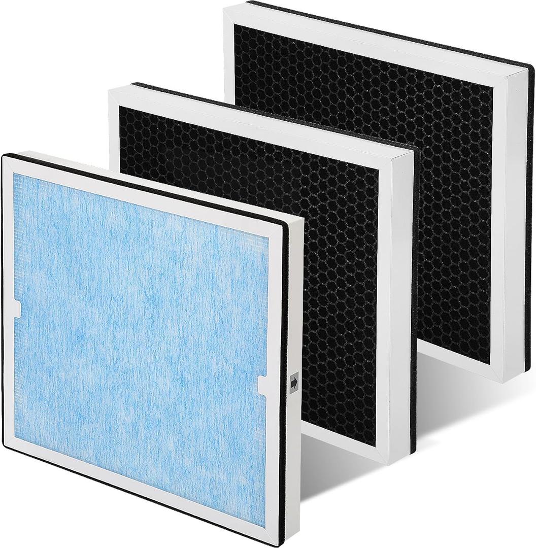 2-in-1 Filter Replacement Set for PureAiro HEPA Pro/Max Air Scrubber(Suitable for 770, 870, 970), 3 Pack HEPA & Activated Carbon 2-in-1 Filter, 99.97% filtration of contaminants down to 0.3 microns