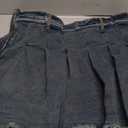 WDIRARA Women's Plus Size Pleated Mini Denim Skirt Y2k Frayed Hem A Line Skirt Dark Wash, XX-Large Plus