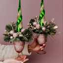 11.8" Green Christmas Icicle Ornament Balls Shatterproof Final Drop Ornaments for Tree Decorations Christmas Teardrop Ornaments 4 Set Glitter Swirl Drop Hanging Ornament for Xmas Holiday Party