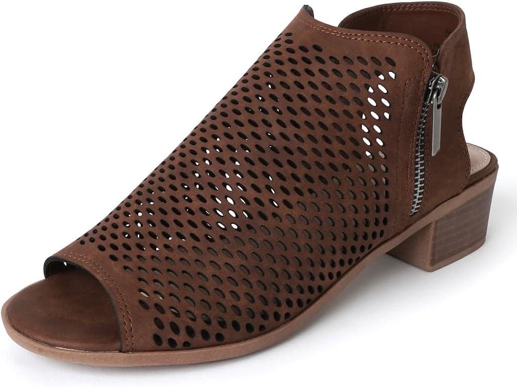 J. Adams Tracy Booties for Women - Peep Toe Low Block Heel Bootie, Size 6