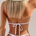 swimall Women's Thong Bikini Sets String Halter Two Piece Triangle Swimsuit Cute Brazilian Bathing Suit (White, Small)