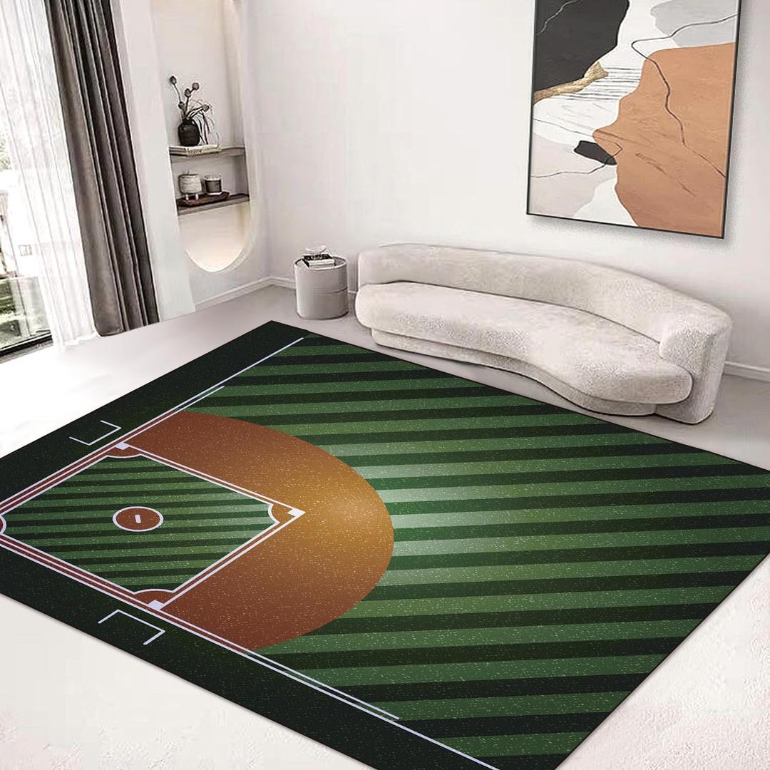 Sports Area Rug 5'x6' Floor Mat Non-Slip Kids Rugs Washable for Living Room Dining Dorm Room Bedroom Home Decor Carpet Field Baseball (Pattern6)