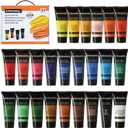 Acrylic Paint Set,24 Colors 0.74 oz/22ml Tubes,Highly Pigment Art Paints for Canvas,Wood,Fabric,Paper, Giftable Choice for Artists,Beginner to Pro (24 Colors)