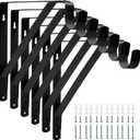 Closet Rod Bracket Heavy Duty Total Up to 300 lbs (6-Pack)- Wall Mounted Shelf Supports for Closet, Garage, Laundry, Rust-Proof Metal with Screws & Anchors, Black