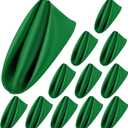 ANECO 12 Pieces Satin Napkins Soft Dinner Napkins Square Table Napkins 17 x 17 Inches for Restaurant Weddings Party Dinner Decoration(Forest Green)