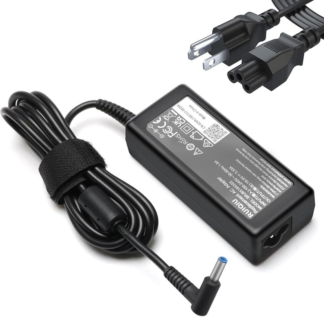65W AC Adapter Laptop Charger Compatible with HP Envy 13 15 17 15t 15m 17m X360 15-1039wm 15-1033wm 15-1010dx 15-w237cl 15-w110nr 15-ee1093cl 15m-eu0033dx 17m-ch0013dx Power Supply Cord