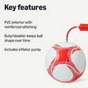 Amazon Basics Durable PVC Soccer Ball with Pump for Training and Practice, Indoor Outdoor Use, White and Red