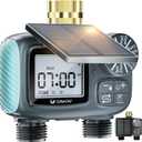 2 Zone Solar Water Timer, Hose Timer with Solar Charging, Sprinkler Timers for Garden Hose with Auto/Manual/Rain Delay Modes, Digital Drip Irrigation System for Lawn/Patio/Garden