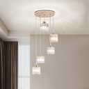 Crystal Pendant Lights Chandeliers for High Ceilings Modern Crystal Chandeliers Hanging Light Fixture Raindrop Drop Lamp for Dining Room Foyer Living Room Entryway Gold 5 Lights, Medium
