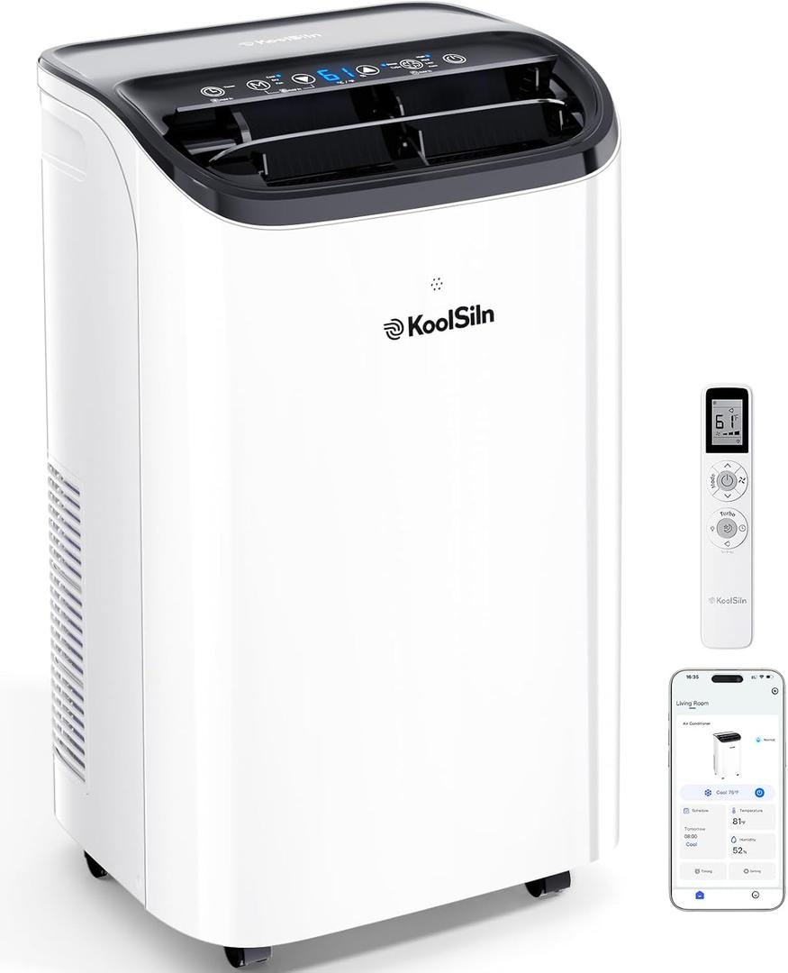 14,000 BTU Portable Air Conditioner with WiFi & Remote Control, Cools Up to 700 Sq.Ft, Auto-Evaporation Low Noise Portable AC Unit for Large Room, Office, Garage, White