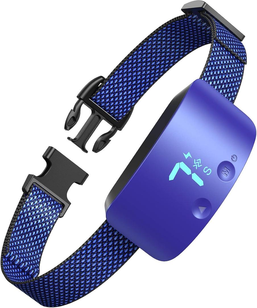 NBJU Bark Collar for Dogs,Rechargeable Anti Barking Training Collar with 7 Adjustable Sensitivity and Intensity Beep Vibration for Small Medium Large Dogs(Dark Blue)