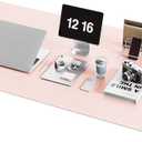 YSAGi Non-Slip Leather Desk Pad XL Size, Waterproof Laptop Computer Desk Keyboard Mat, Table Protector Blotter Mat, Large Mouse Pad for Office/Work/Home/Decor(Pink, 47.2" x 23.6")-No Band