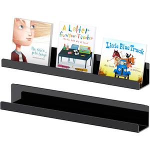 Carmanon Magnetic Book Shelf for Whiteboard, Reusable Acrylic Book Display Shelf with Strong Adsorption Capacity, Magnetic Book Holder for Classroom Refrigerator Office Teacher Kids, Black