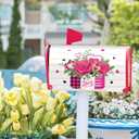 Sweetshow Valentine's Day Rose Flower Mailbox Covers Magnetic Standard Size 18" X 21",Mason Jar Pink Love Heart Mailbox Wraps Post Letter Box Cover for Anniversary Wedding Yard Decor