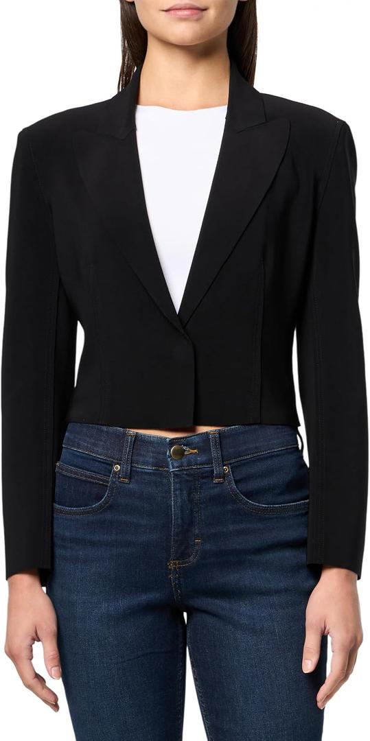 Norma Kamali Women's Cropped Single Breasted Jacket (Black, L)