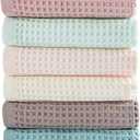 6 Pack Waffle Weave Dish Cloths, 13x13 Inch 100% Cotton Kitchen Towels for Washing Dishes - Super Absorbent, Quick Drying Dish Rags (Mixed Colors)