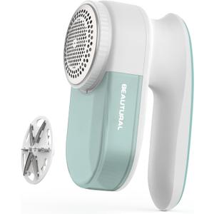 BEAUTURAL Fabric Shaver and Lint Remover, Sweater Defuzzer with 2-Speeds, 2 Replaceable Stainless Steel Blades, Battery Operated, Remove Clothes Fuzz, Lint Balls, Pills, Bobbles Gray, Large