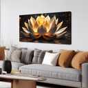 TYTAUPT Lotus Flower Canvas Wall Art For Bedroom Women Gold And Yellow Wall Decor For Living Room Teen Girl Room Decor 20 x 40 Inch Wrapped Canvas