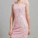 EXARUS Girls Sparkle Dress Sequin Tassel Teen Bodycon/A-Line Splice Furry Strap Graduation Dance Party Kids Cute Dresses
