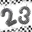 3 x Black White Checkered Birthday Candles, Checkered Flag Racing Theme Number Birthday Cake Decoration, Car Enthusiast Party Decor, 7th Birthday Cake Candles for Boys and Girls, Kids Party Supplies