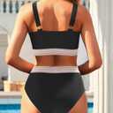 Yonique Women's Two Piece High Waisted Bikini Set Tummy Control Swimsuit Full Coverage Bathing Suit (Black, XL)