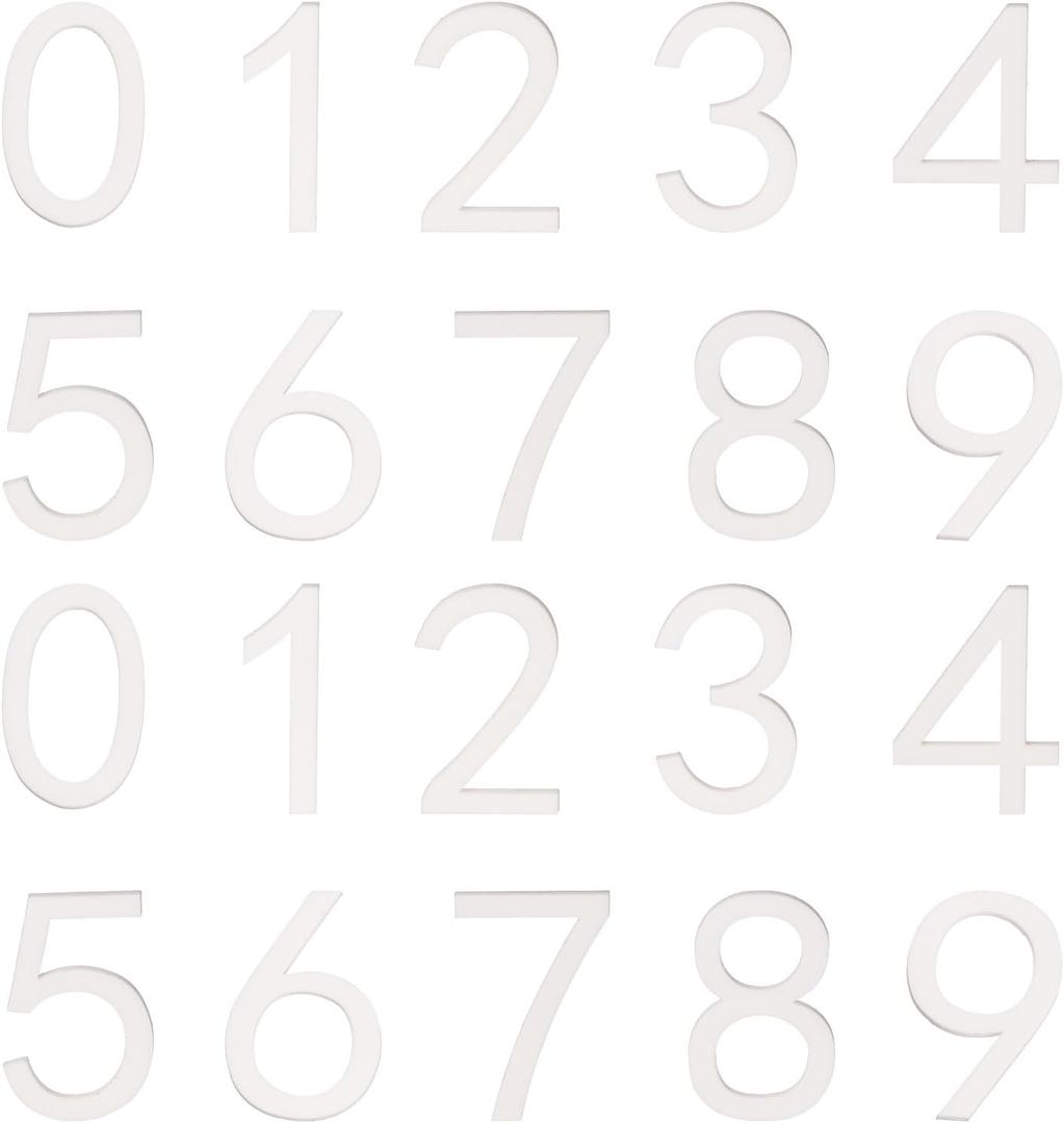 uxcell 20Pcs Self Adhesive Mailbox Numbers, 2.8" Acrylic Door Address Sign Stickers, Raised 3D Effect, for Residence, Apartment, Office Room, Mailbox (Number 0-9, White)