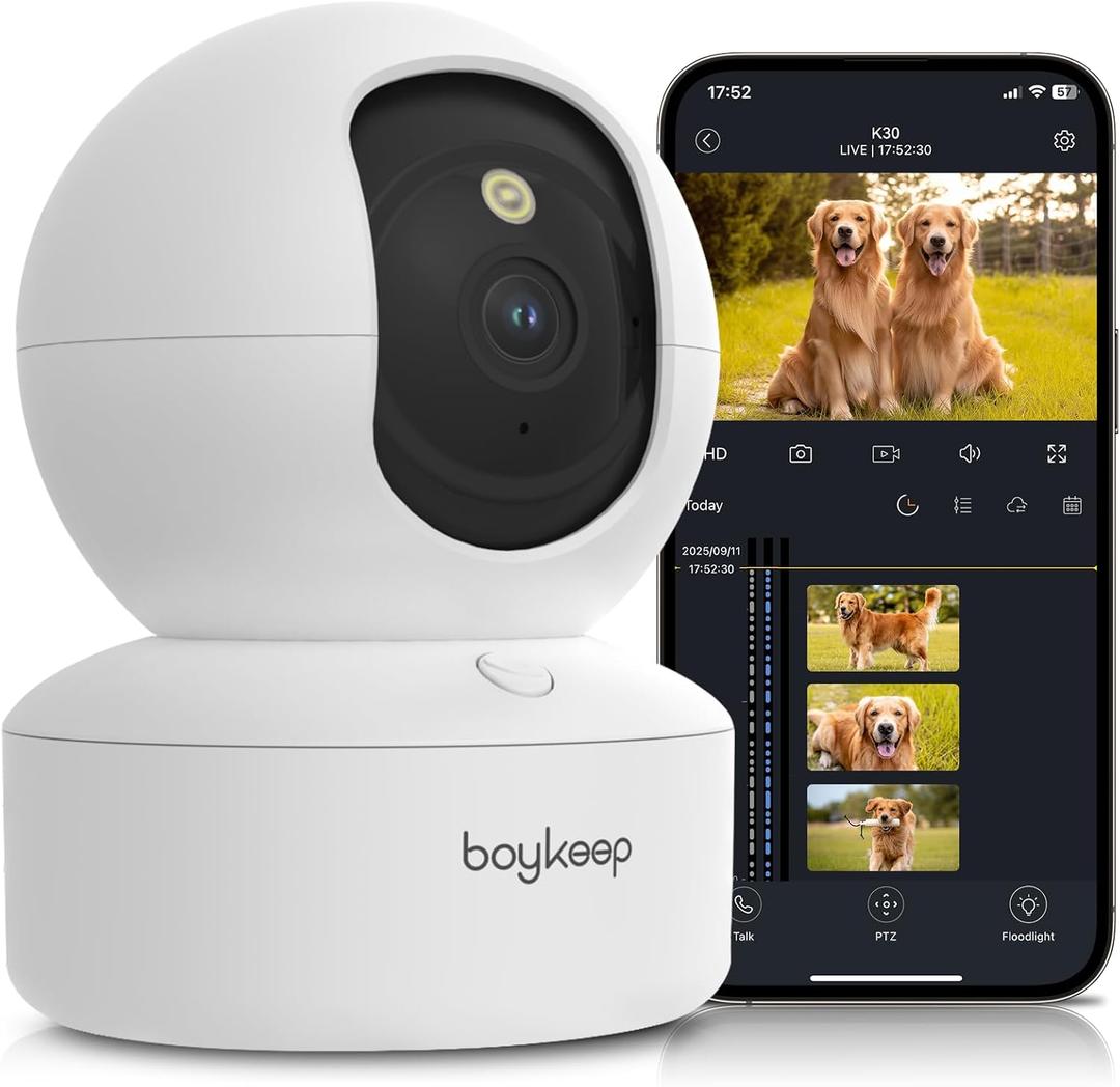 BoyKeep 2K Indoor Security Camera 5G/2.4GHz Wi-Fi Cameras for Baby/Elder/Dog/Pet Camera with Phone app, 2-Way Audio Baby Monitor Camera, Night Vision, Cloud & SD Card Storage (white)