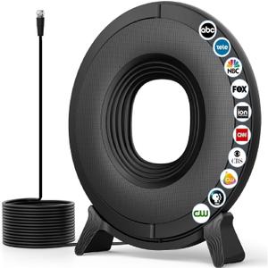 2025 TV Antenna Indoor for Local Channels, Antenna for Smart TV 360° Reception,Digital Antenna for Long Range Reception and All Smart/Old TVs, Supports 4K 1080P HD VHF UHF