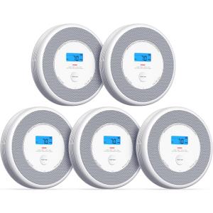 X-Sense Combination Smoke and Carbon Monoxide Detector with Voice Alerts, Smoke Detector Carbon Monoxide Detector Combo with Replaceable Battery, XP0A-SR, 5-Pack