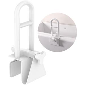 Adjustable Bathtub Safety Rail, YuanDe 17 x 6 Inch Stainless Steel Tub Handle Grab Bar, Heavy-Duty Clamp-On Bath Handle for Elderly Seniors, Disabled & Injury Recovery (300 lbs), White