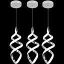 EIDISUNY 3 Packs Pendant Light, 15W Spiral Led Pendant Light, 4500K Modern Pendant Lights Kitchen Island, Adjustable Height Pendant Light for Dining Room Bedroom Kitchen Island Cafe (Chrome)