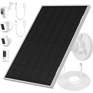 Ring Solar Panel Charger, 6.5W Solar Panel for Security Camera, Compatible for Ring Camera with Battery, Waterproof Solar Panel with Type-C, Micro USB and DC Port Cable for Most Cameras