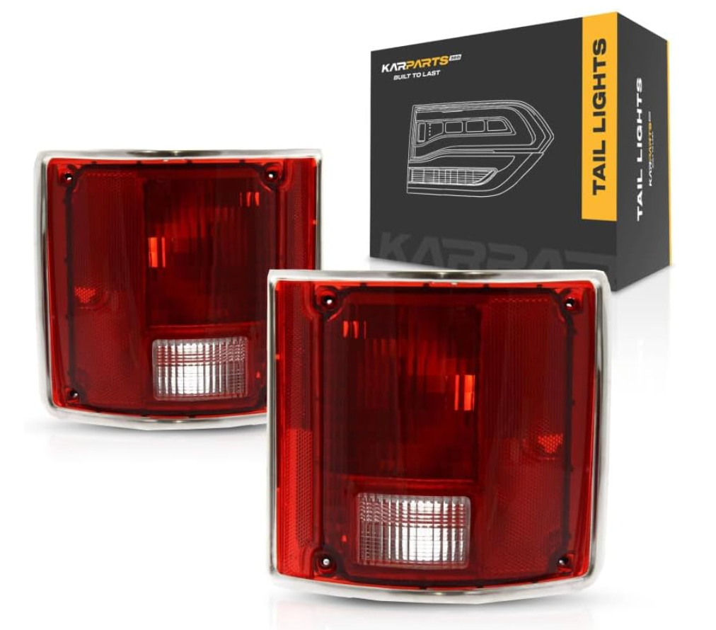 For 19781991 Chevy Blazer Pair Rear Tail Lights Driver and Passenger Side Clear Trim GM2806901 GM2807901 | 370867 370868