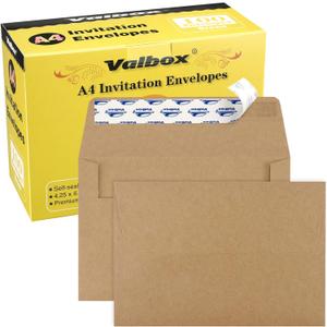 ValBox A4 Photo Envelopes 100 Qty 4 x 6 Brown Kraft Paper Envelopes Self Seal for 4x6 Cards, Photos, Weddings, Invitations, Baby Shower, 4.25 x 6.25 Inches (A4)