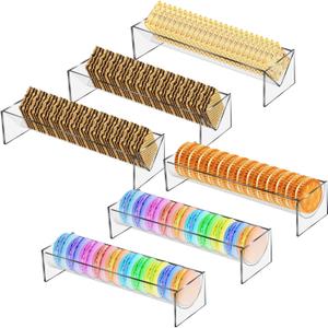 6 Pcs Clear Cracker Tray Rectangular Acrylic Holder Serving Tray Transparent Macaron Food Display Stands Biscuit Serving Dish for Wedding Home Party Charcuterie Board Platter