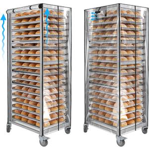 Bun Pan Sheet Rack Cover,Bread Speed Rack Cover with Zipper,Commercial Bakery Racks, 23"x28"x61"Clear PVC Waterproof Dustproof Bread rack Cover with Breathable Mesh Vent (20-Tier TPU)