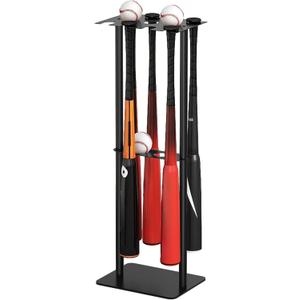 Baseball Bat Holder Stand, 8 Bats 5 Balls Softball Bat Display Free Standing, Black
