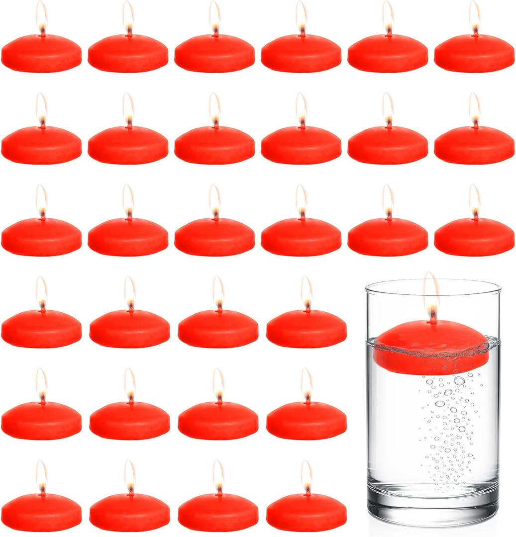 20 Pcs Floating Candles Centerpieces, 2Inch Unscented Floating Candles Vases for Valentine's Day, Thanksgiving, Wedding, Holiday, Parties and Home Decor (Red)