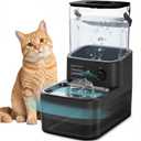 3L Filterless Cat Water Fountain, Wireless Motion Sensor Fountain with 4000mAh Battery, Stainless Steel Cat Bowls, Separate Water Tanks, Quiet Black
