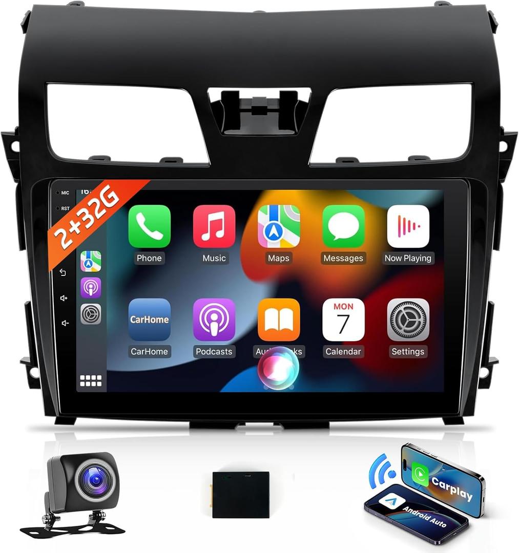 Naifay Android Car Radio for 2013 2014 2015 Nissan Altima with Wireless CarPlay Android Auto, 2+32G 10.1 inch IPS Touch Screen Car Stereo for Nissan with Bluetooth/FM/GPS/WiFi/SWC/Split Screen/Camera