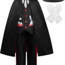 ReliBeauty Magician Costume Kids with Hat and Gloves (6-7/130, Black)