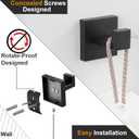 Nolimas Towel Hook Stainless Steel Bathroom Rustproof Clothes Towel Coat Hook Wall Mounted Square Toilet Kitchen, Heavy Duty Door Hanger, 2 Pack, Matte Black