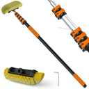 TONYINGO 14FT Car Wash Brush with Long Handle, 12-Inch Soft Bristle Car Cleaning Brush for Cleaning RV, Truck, Boat, Solar Panels, Orange