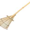 YARNOW Bamboo Garden Rake, 20 Tines Hand Rake for Leaves, Soil Spreading, and Lawn Care, Eco-Friendly Wooden Gardening Tool, 23.4 x 6.7 Inch, Beige