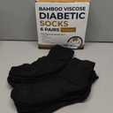 Pembrook Bamboo Viscose Diabetic Socks for Women & Men - 5 Pairs Ankle Diabetic Socks for Men 9-12 for Swollen Feet & Neuropathy | Moisture Wicking | Black
