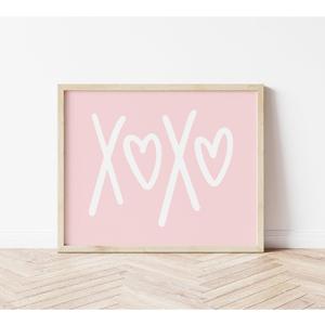 Girls Valentine's Day print, X and O Print, pink Valentine's Day wall art, Valentine Print, Galentines decor, girls room decor,88