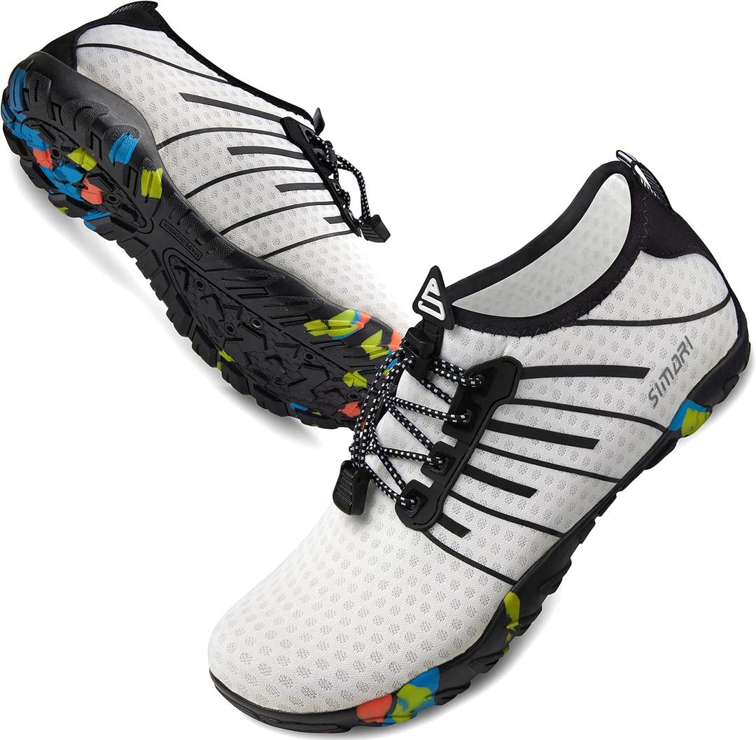 SIMARI Water Shoes for Women Men - Barefoot Quick-Dry Aqua Socks | Lightweight Swim Shoes for Surfing, Swimming, Beach Sports, Kayaking, Diving | Non-Slip Design (1e-white)